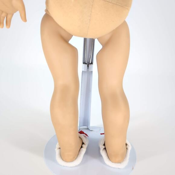 Unbranded White Fabric Doll Slippers/Slides with Red Ribbons for 18" Dolls - GUC - Picture 4 of 12